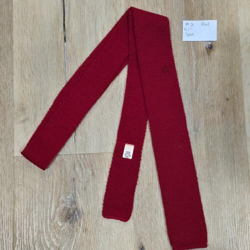 Private Club Red Wool Knit Tie Vintage Skinny USA